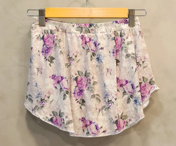 Falda beig flores lilas-outletpatin-faldas