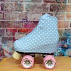FUNDAS AZUL TOPOS BLANCOS